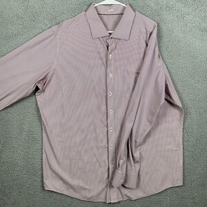 J. Hilburn‎ Shirt Button Up Mens 3XL Maroon White Geometric Long Sleeve Casual